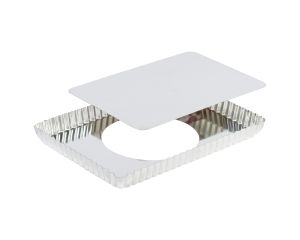 Tarte rectangulaire cannelée - fer blanc - fond mobile - 290x205 mm dim ext / 275x195mm dim int - h25mm